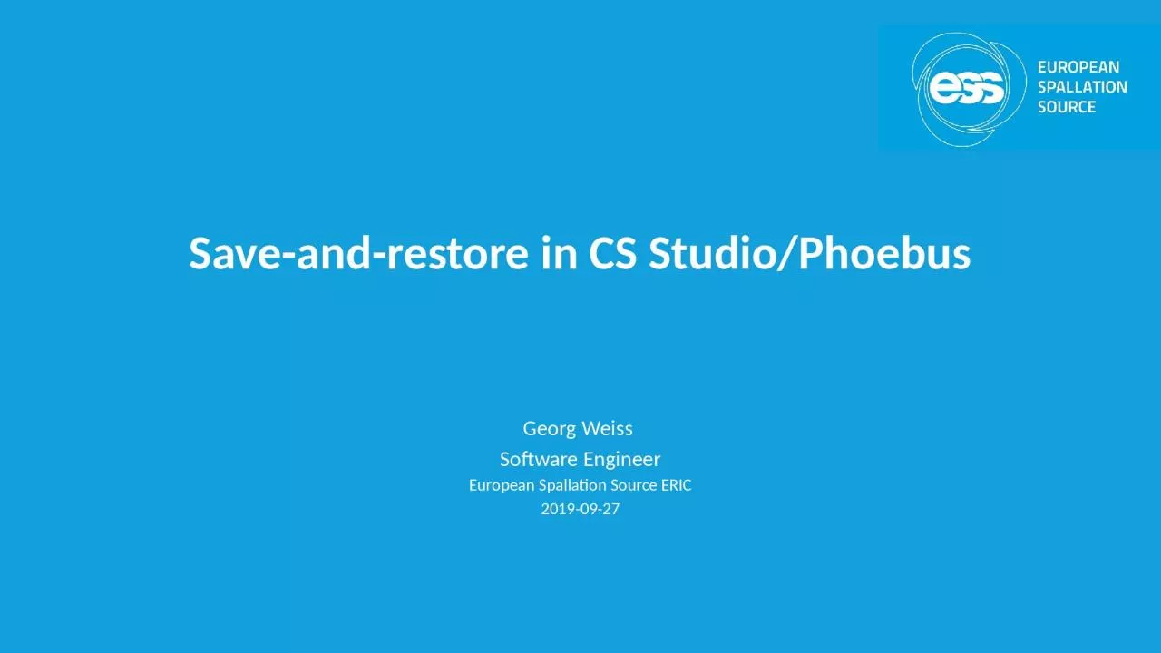 Save-and-restore in CS Studio/Phoebus