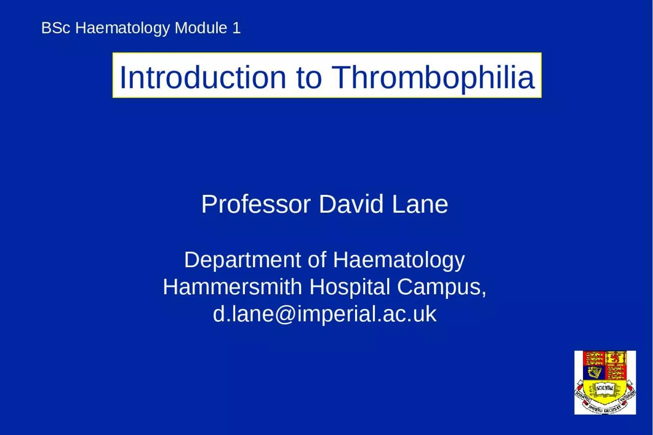 Introduction to Thrombophilia
