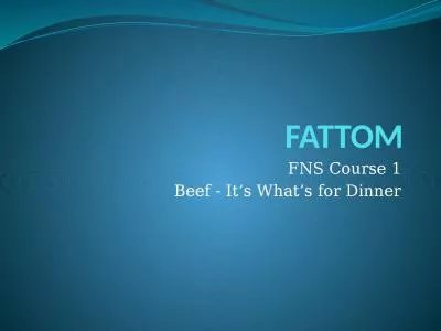 FATTOM FNS Course 1 Beef - It’s