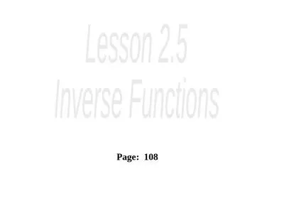Lesson  2.5 Inverse Functions