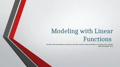 Modeling with Linear Functions