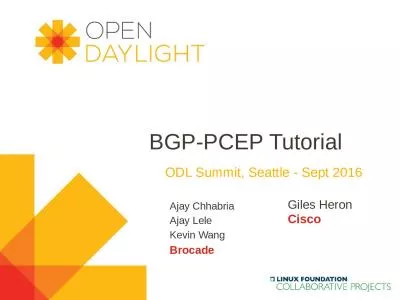 BGP-PCEP Tutorial ODL Summit, Seattle - Sept 2016