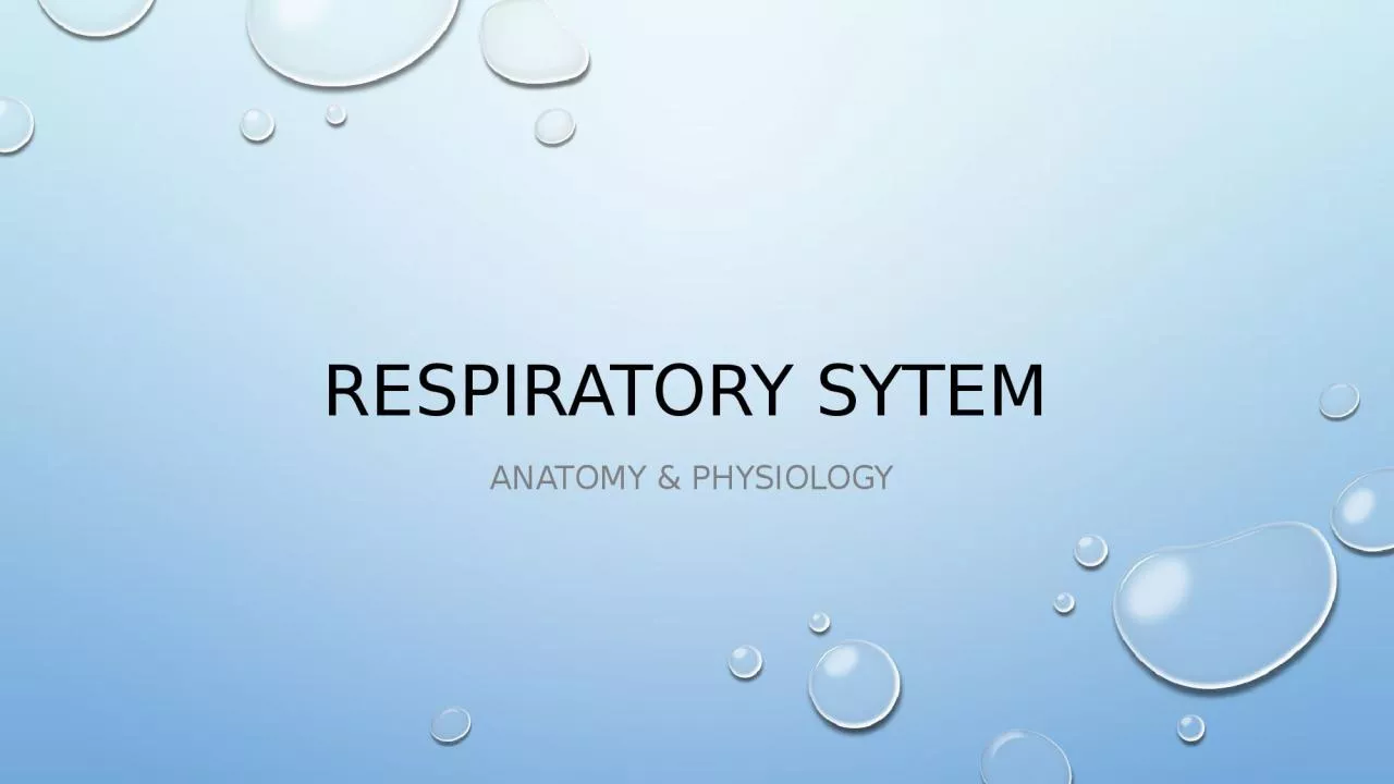 RESPIRATORY SYTEM  Anatomy & Physiology