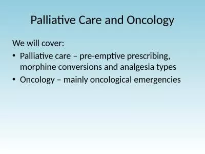 Palliative Care and Oncology