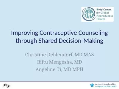 Improving Contraceptive Counseling through Shared Decision-Making