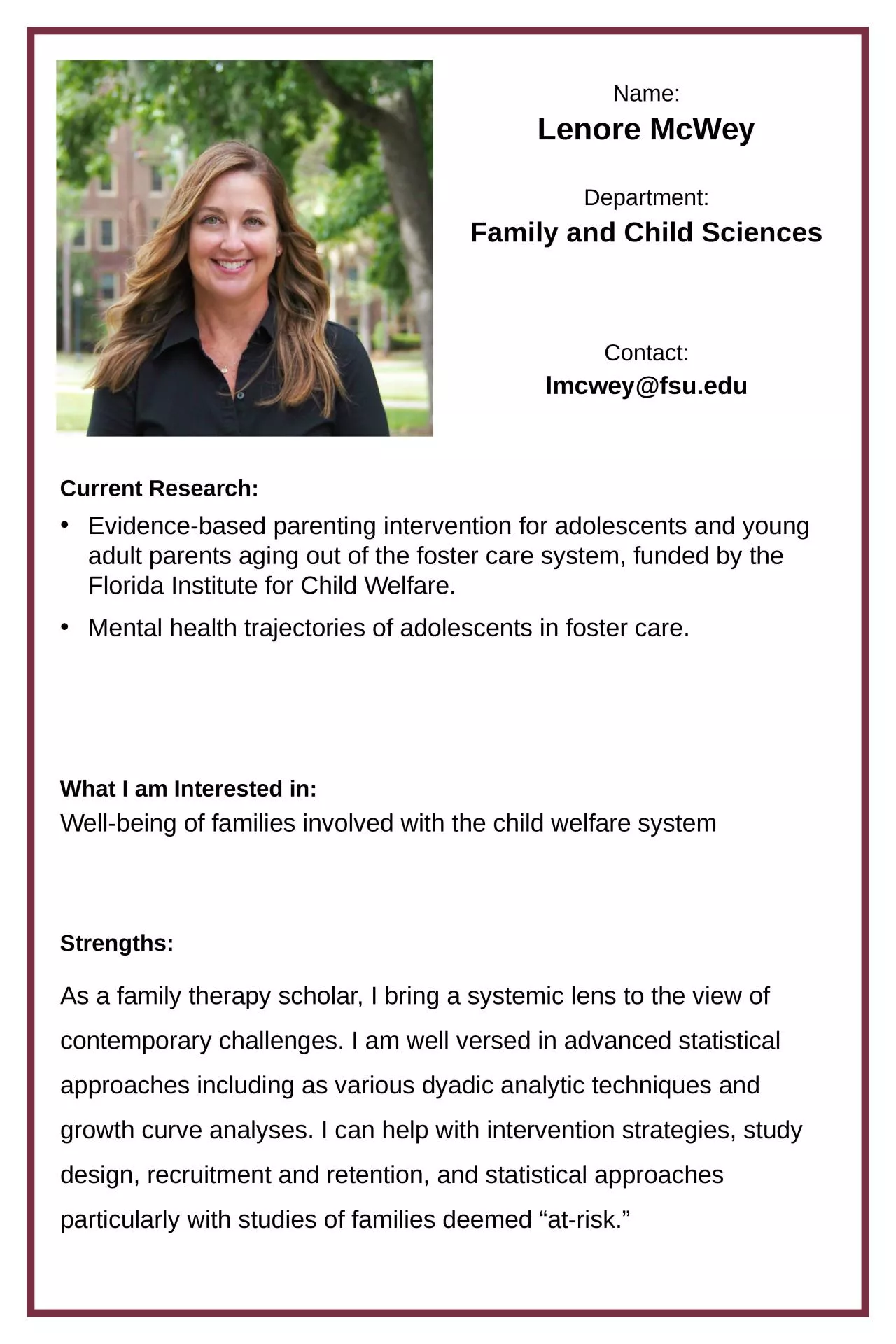 Lenore  McWey Family and Child Sciences