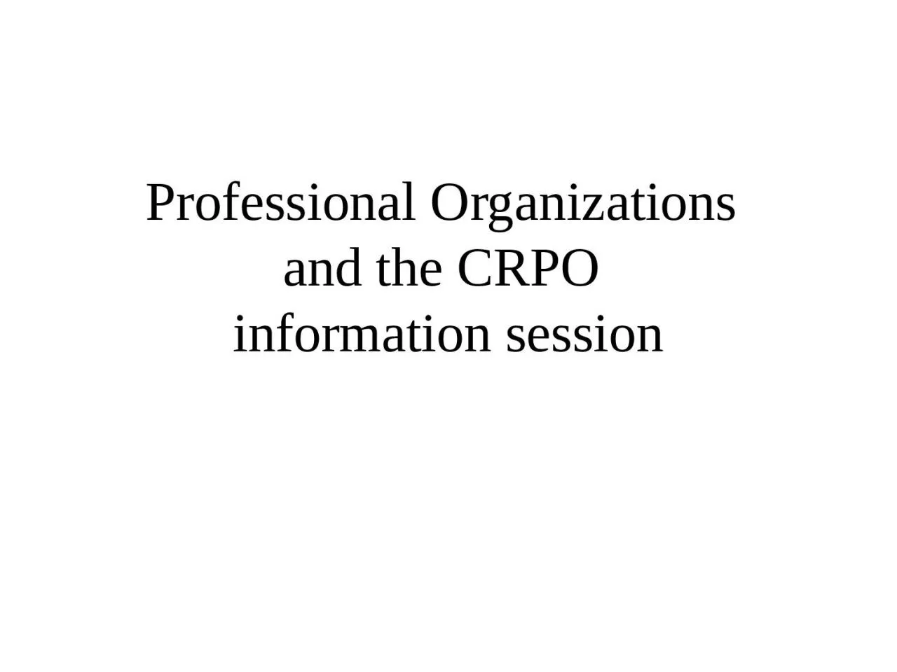 Professional Organizations
