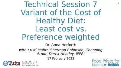 Technical Session 7 Variant of the Cost of Healthy Diet: