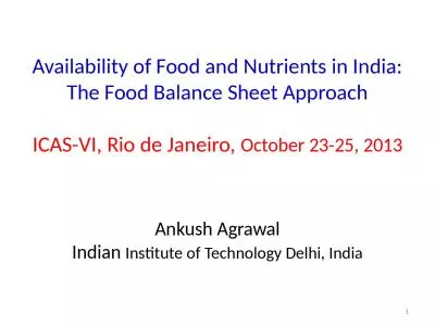 Availability of Food  and Nutrients