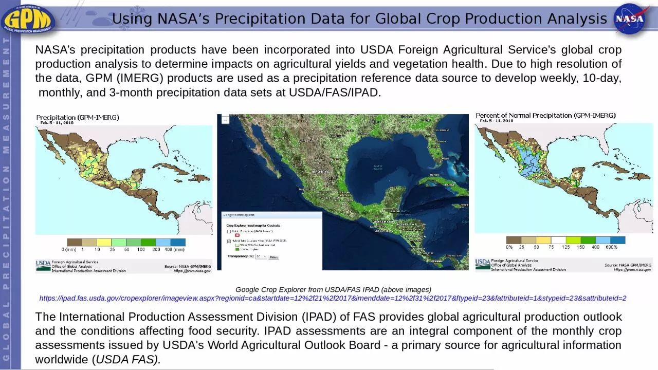 Using NASA’s Precipitation Data for Global Crop Production Analysis