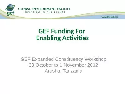GEF Funding For  Enabling Activities
