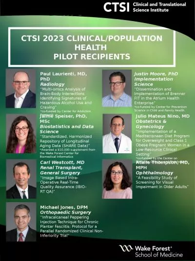 CTSI 2023 CLINICAL/POPULATION HEALTH
