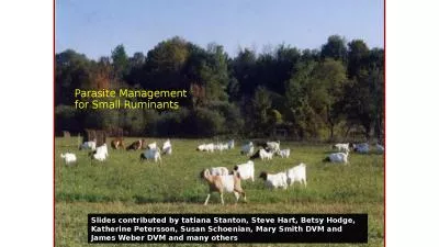 Parasite Management for Small Ruminants
