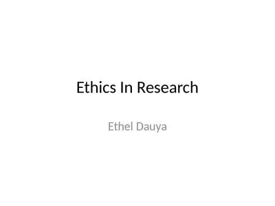 Ethics In Research Ethel