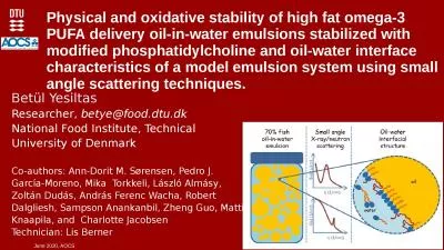 Physical and oxidative stability of high fat omega-3 PUFA delivery oil-in-water emulsions stabilize