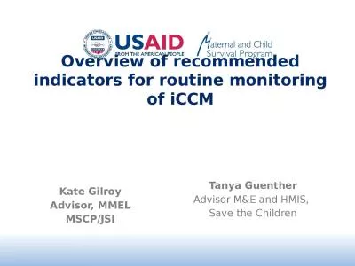 Overview of  recommended indicators for routine monitoring of