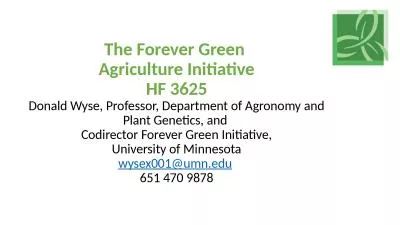 The Forever Green  Agriculture Initiative