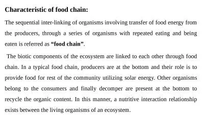 Characteristic of food chain: