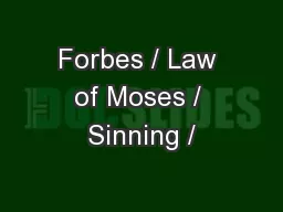 Forbes / Law of Moses / Sinning /