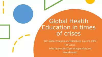 Global Health Education in times of crises