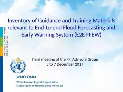 Inventory of Guidance and Training Materials relevant to End-to-end Flood Forecasting and Early War