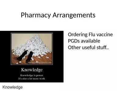 Pharmacy Arrangements  Ordering Flu vaccine