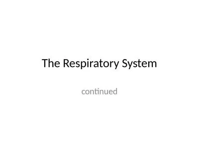 The Respiratory System continued