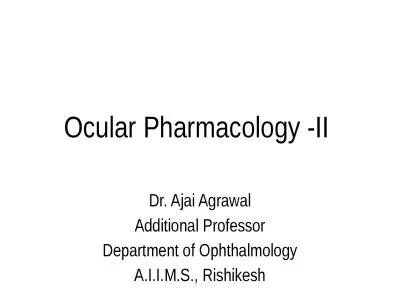 Ocular Pharmacology -II