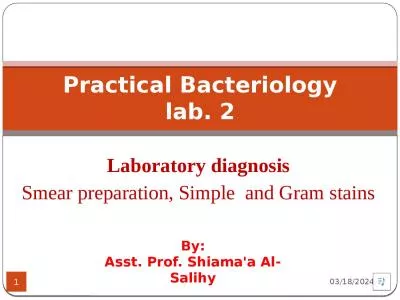 Laboratory diagnosis Smear preparation, Simple  and Gram stains