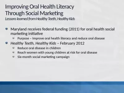 Improving Oral Health Literacy