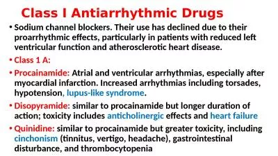 Class I Antiarrhythmic  Drugs