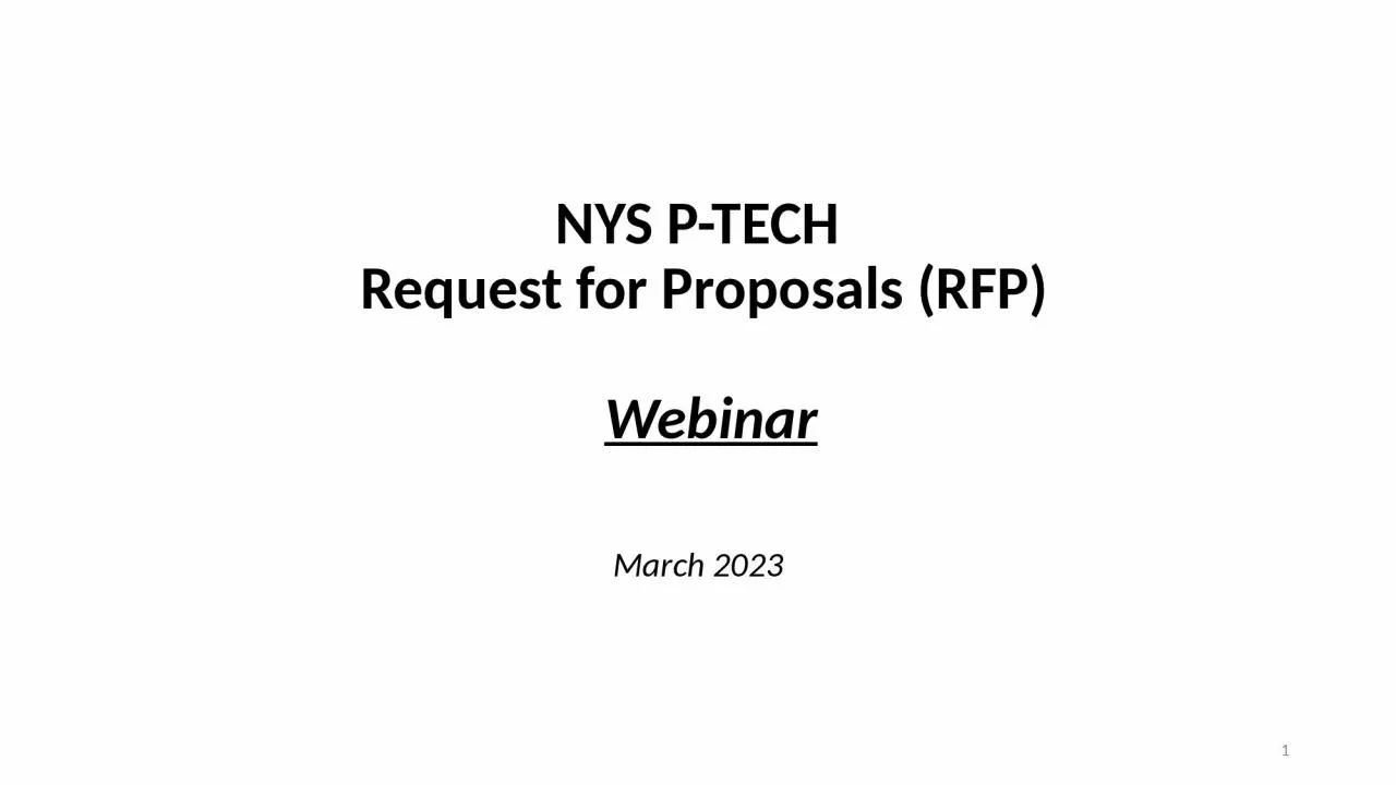 NYS P-TECH  Request for Proposals (RFP)