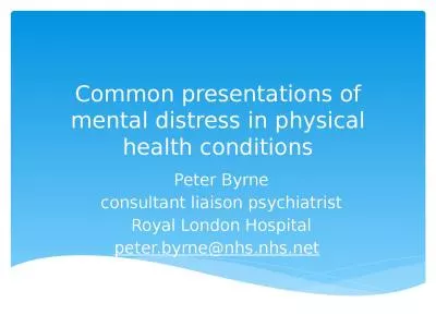 Common presentations of mental distress in physical health conditions