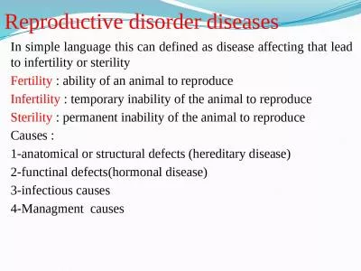 Reproductive disorder diseases