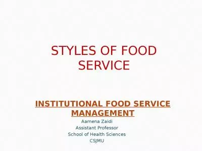 INSTITUTIONAL  FOOD  SERVICE MANAGEMENT
