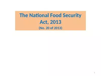 The National Food Security Act, 2013