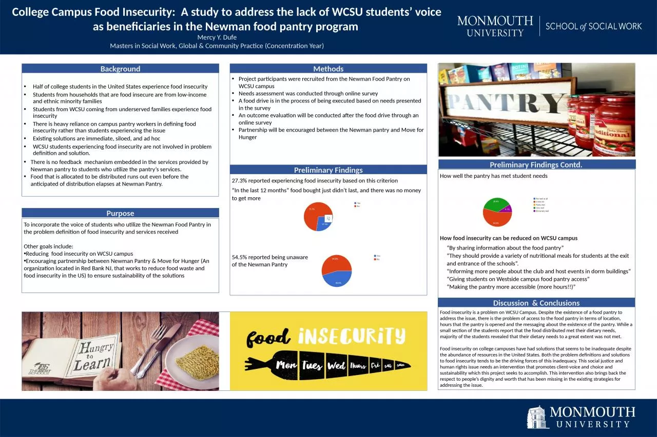 Background Half of college students in the United States experience food insecurity