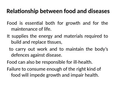 Relationship between food and diseases