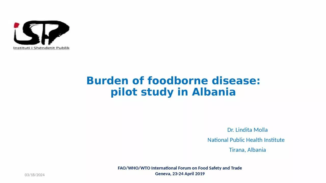 Burden of foodborne disease: pilot study in Albania