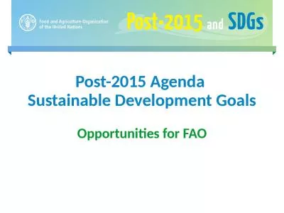 Post-2015 Agenda  Sustainable Development Goals