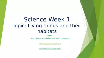 Science Week 1 Topic: Living things and their habitats