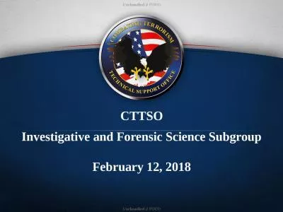 CTTSO Investigative and Forensic Science Subgroup