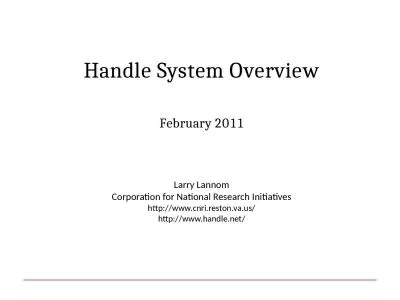 Handle System Overview February 2011