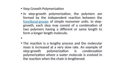 Step Growth Polymerization
