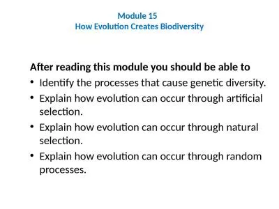 Module 15   How  Evolution Creates Biodiversity