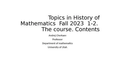 Topics in History of Mathematics