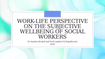 Work-life Perspective on the Subjective Wellbeing of Social Workers