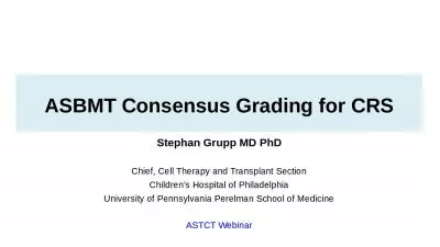 ASBMT Consensus Grading for CRS