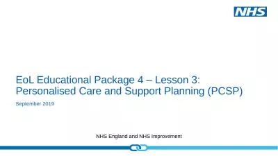 EoL  Educational Package 4 – Lesson 3: Personalised Care and Support Planning (PCSP)