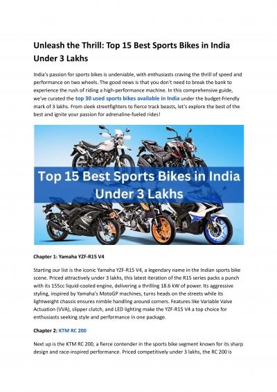 Top 15 Best Sports Bikes in India Under 3 Lakhs